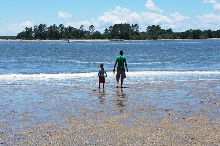 a person standing on a beach near a body of water