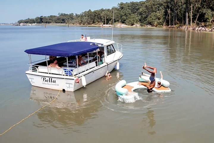 a small boat in a body of water