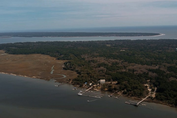 an island in the middle of a body of water